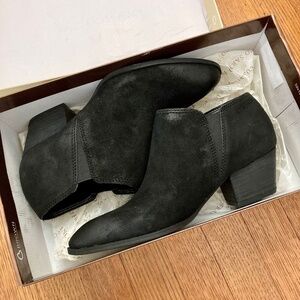 Franco Sarto Black Suede Ankle Boots
